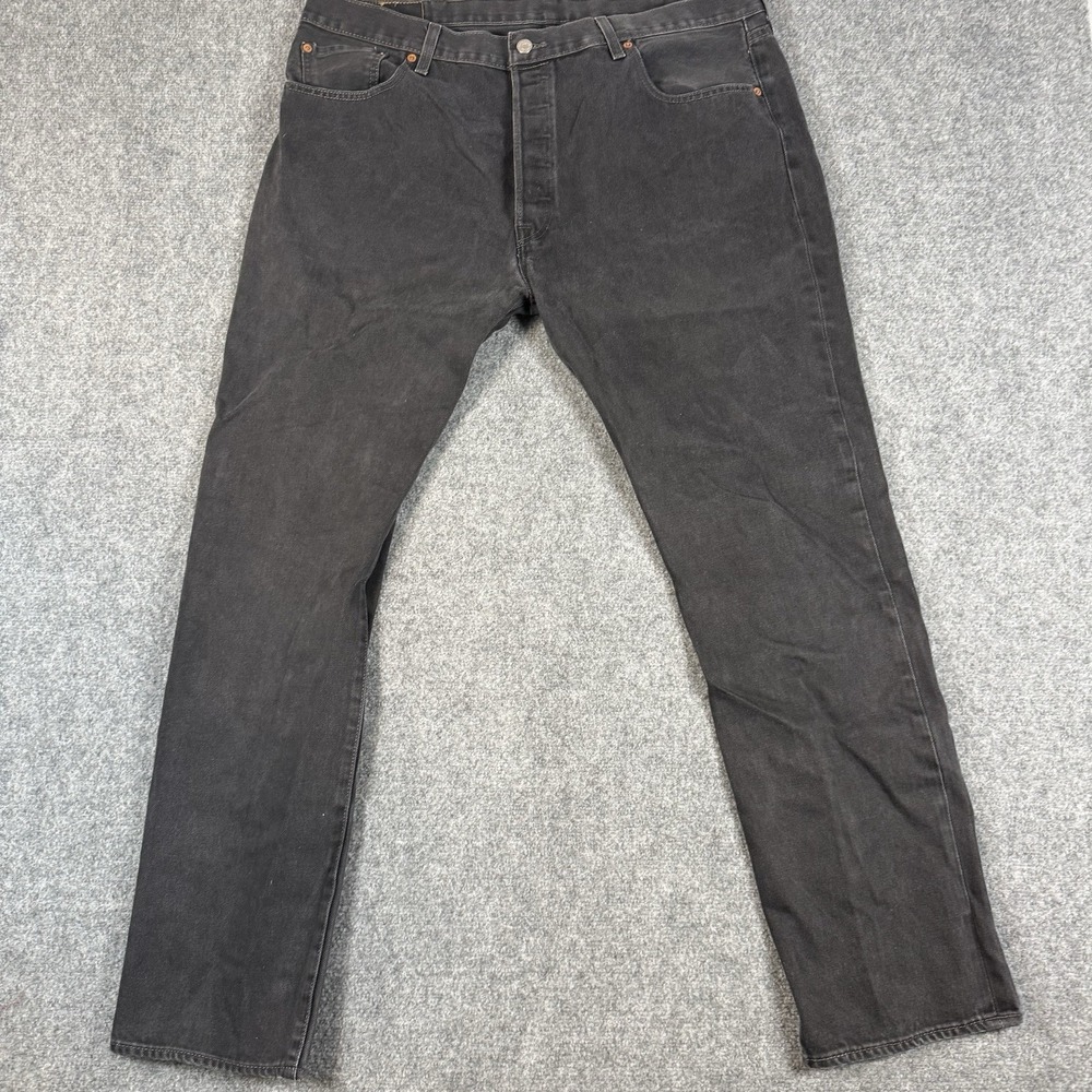 Levi's 501 Jeans Mens 40x32 Black Button Fly Straight Leg Denim